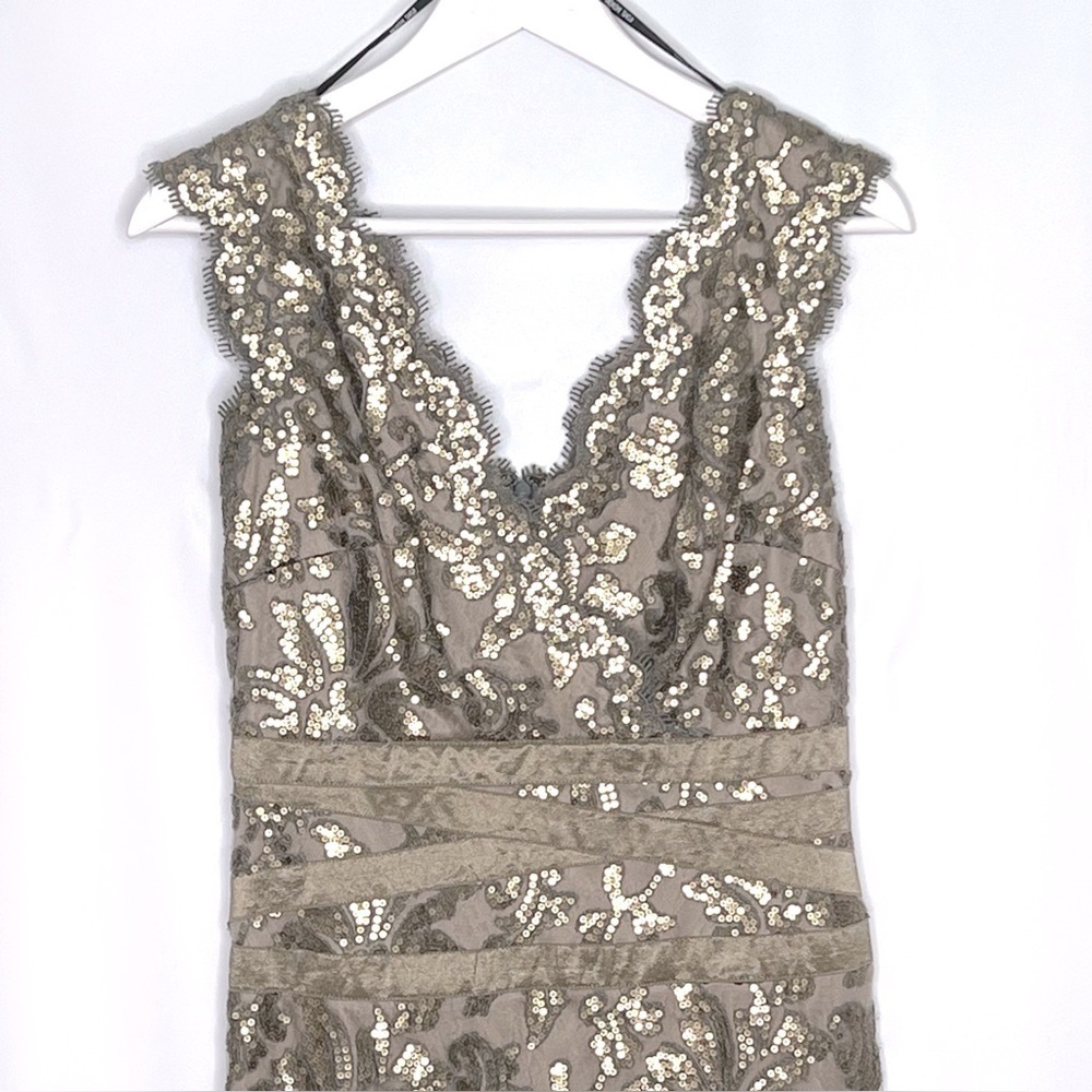 Tadashi Shoji Sequin Lace V-Neck Cocktail Dress - Picture 5 of 15